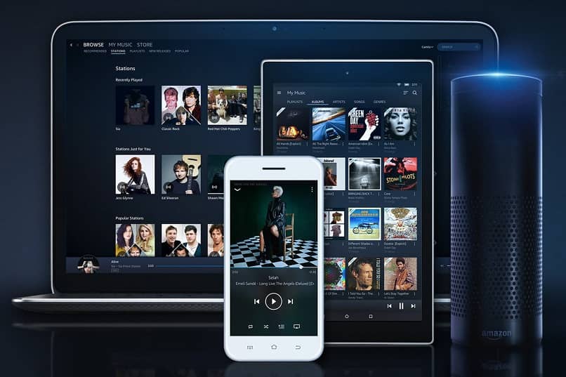 Servicio Amazon Music Unlimited con Alexa y múltiples dispositivos