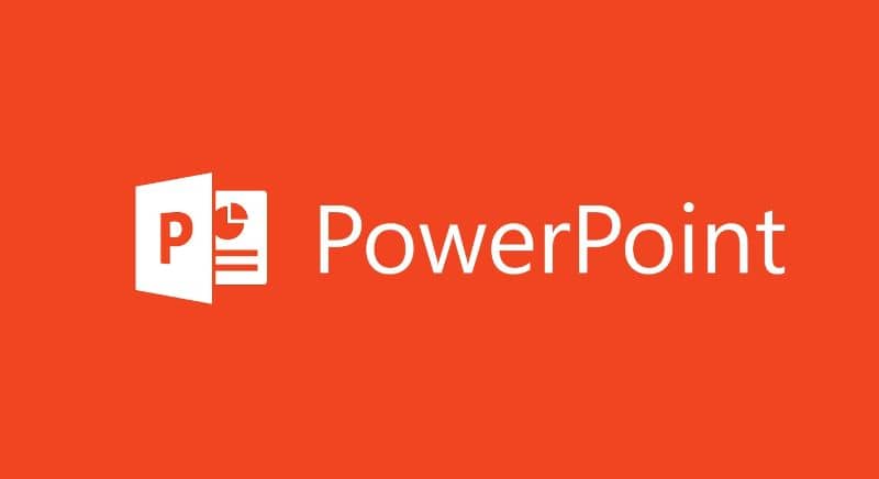 Logotipo de PowerPoint sobre fondo naranja