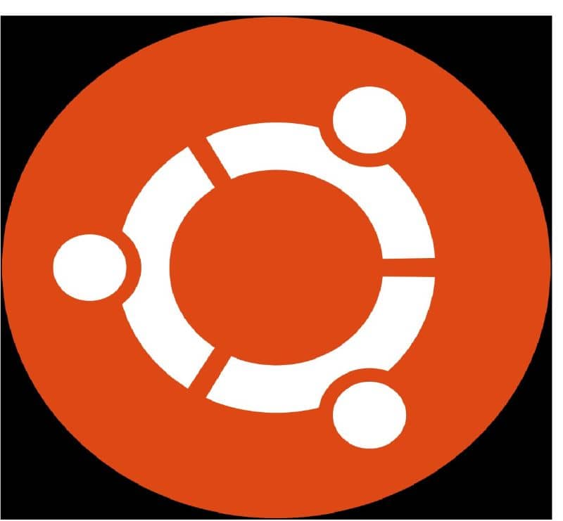 Logotipo rojo de Ubuntu, fondo negro 
